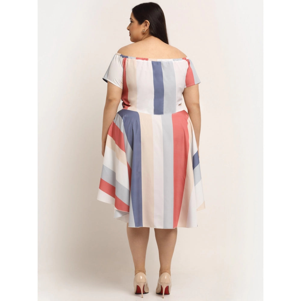 Amfyn Women's Crepe Printed Knee Length Fit and Flare Dress (Multi)