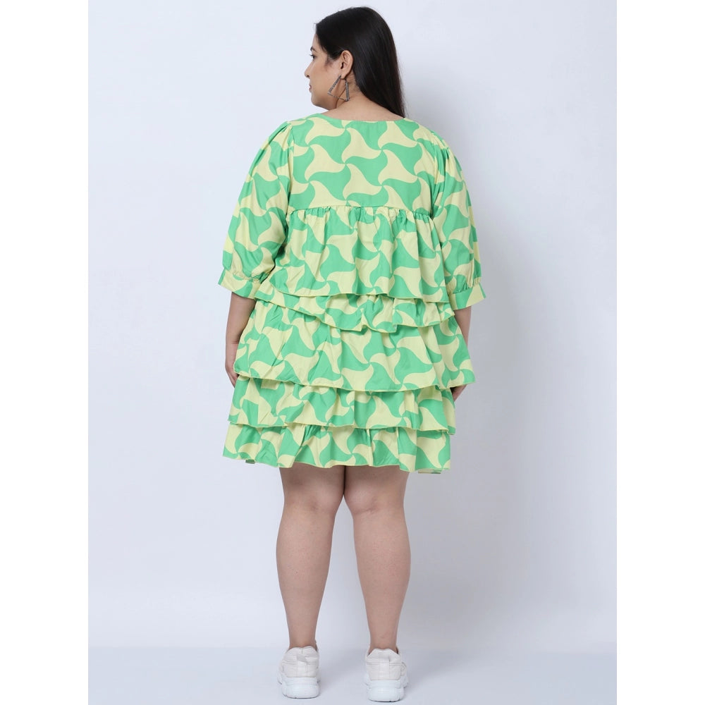 Amfyn Women's Crepe Printed Knee Length Fit and Flare Dress (Multicolor)