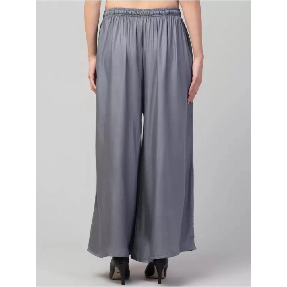 Amfyn Women's Plus Size Relaxed Fit Viscose Rayon Palazzo Trousers (Grey)
