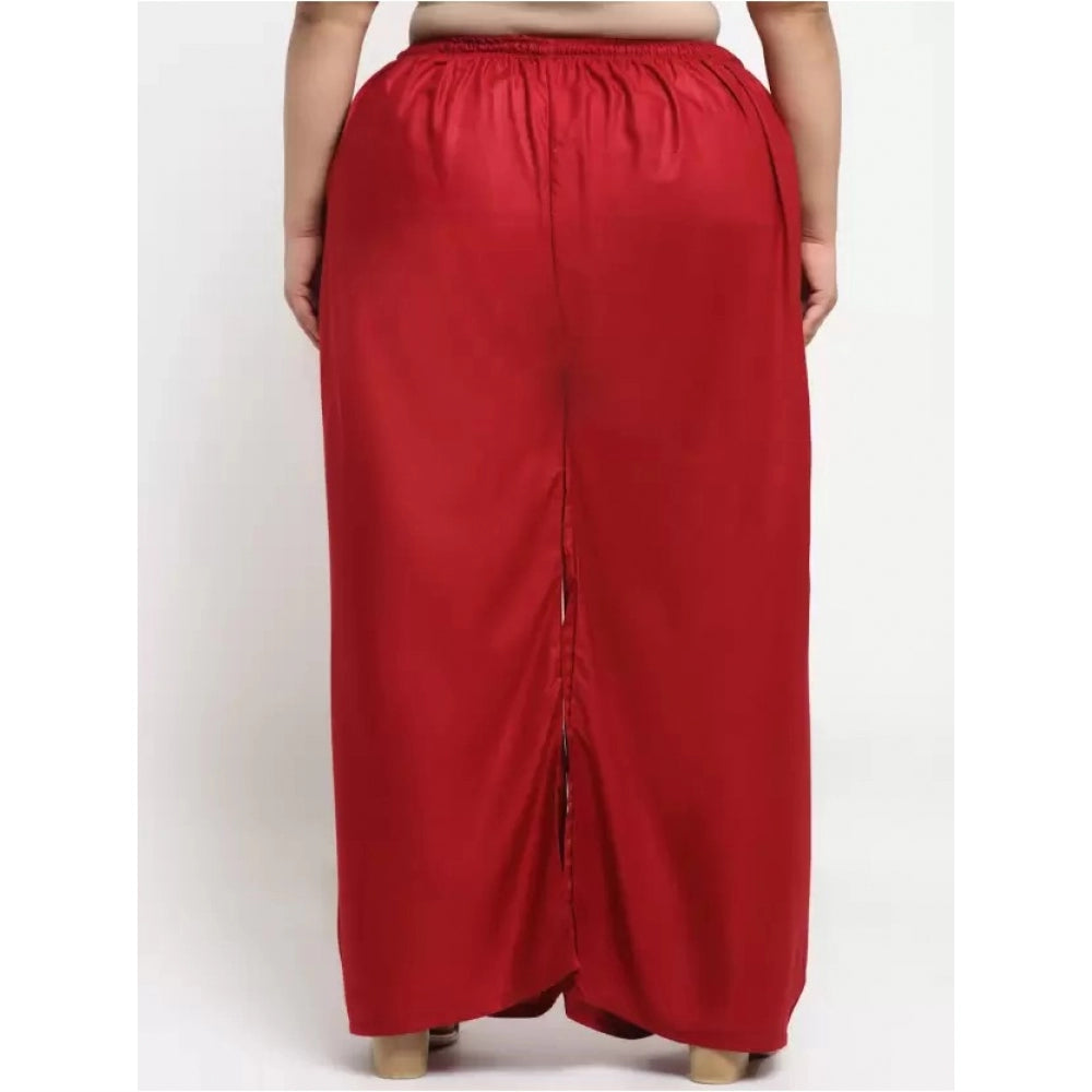 Amfyn Women's Plus Size Flared Fit Viscose Rayon Palazzo Trousers (Maroon)