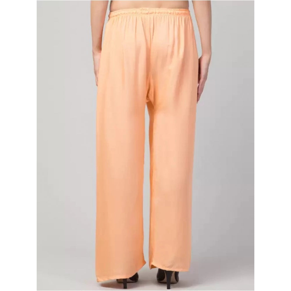 Amfyn Women's Plus Size Relaxed Fit Viscose Rayon Palazzo Trousers (Orange)
