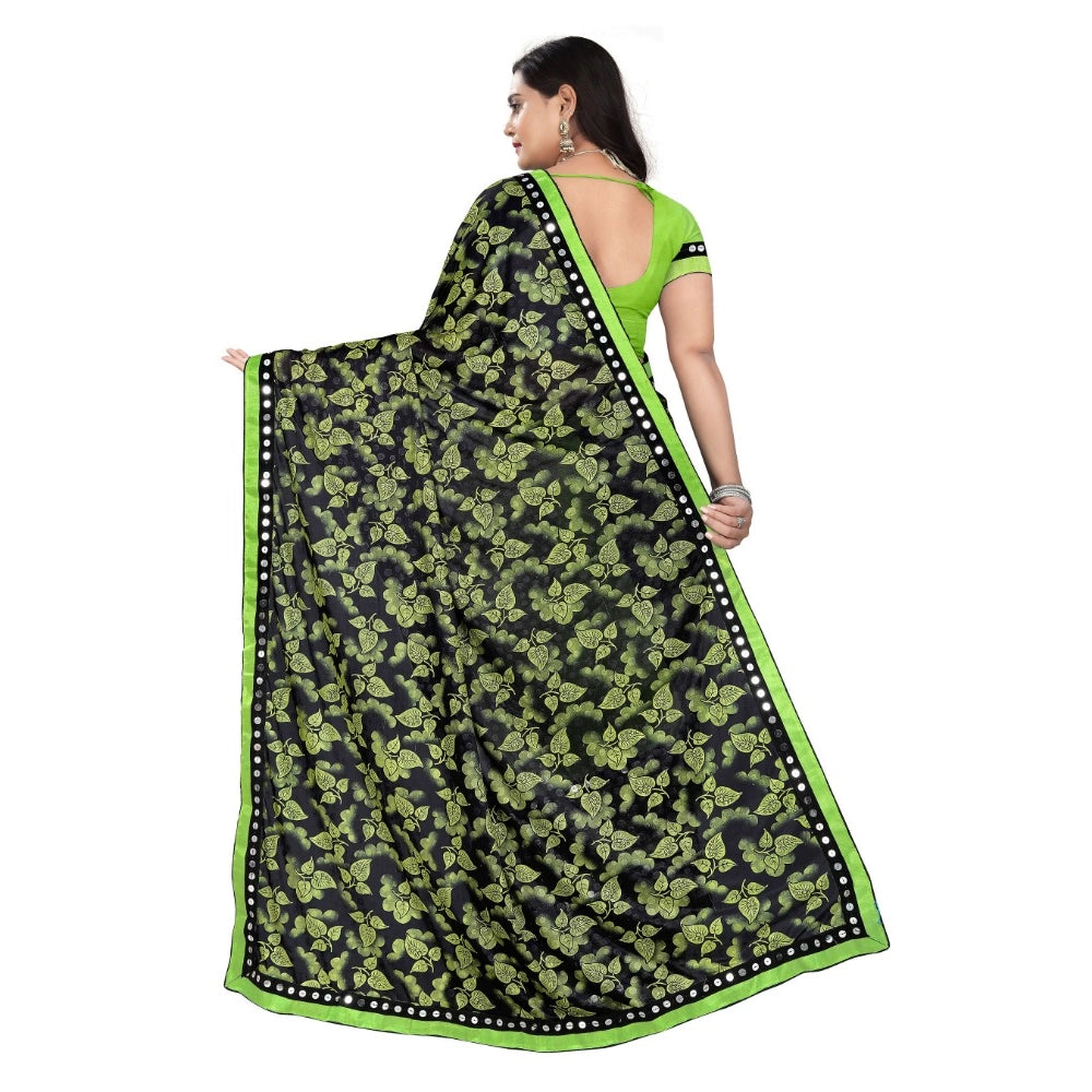 Amfyn Women's Lycra Blend Saree with Blouse (Pista, 5-6 Mtrs)