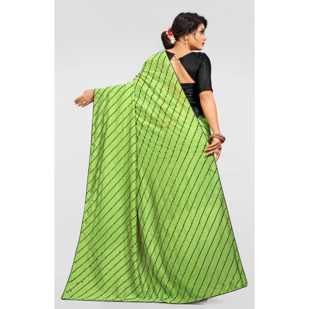 Amfyn Women's Vichitra Saree with Blouse (LightGreen, 5-6 Mtrs)