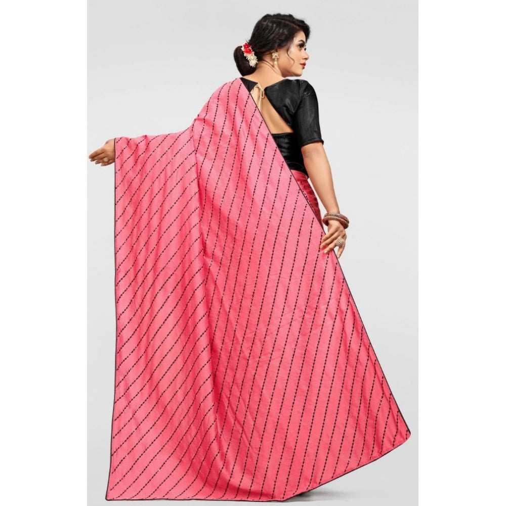 Amfyn Women's Vichitra Saree with Blouse (Gajari, 5-6 Mtrs)