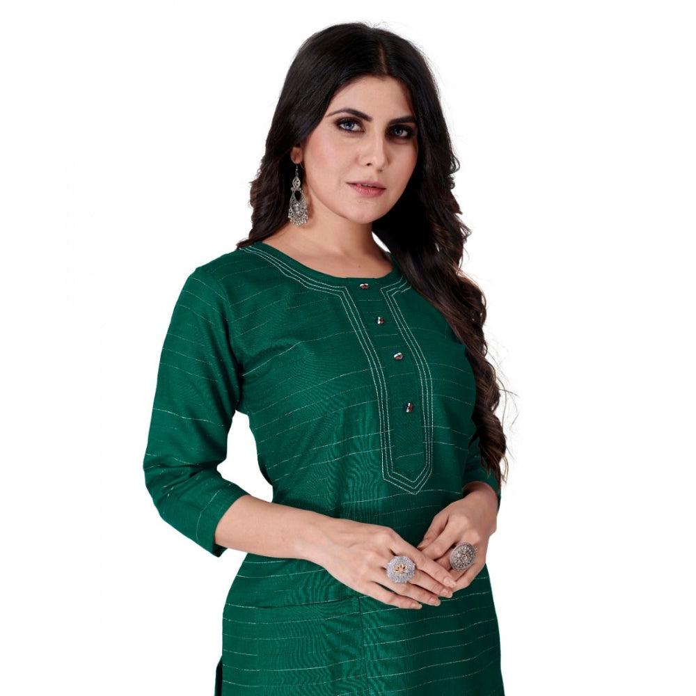 Amfyn Women's Cotton Mill Printed Straight Kurti (Green)