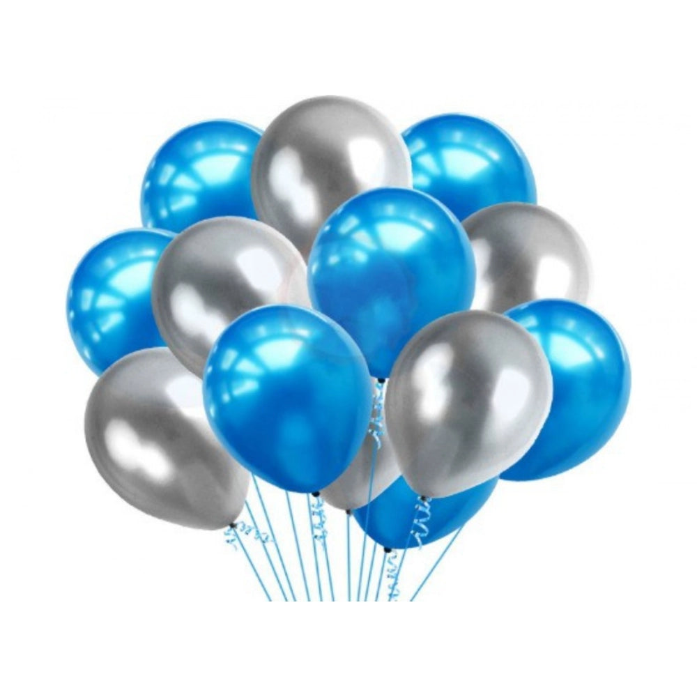 Amfyn 6Th Happy Birthday Decoration Combo With Foil And Star Balloons (Blue, Silver)