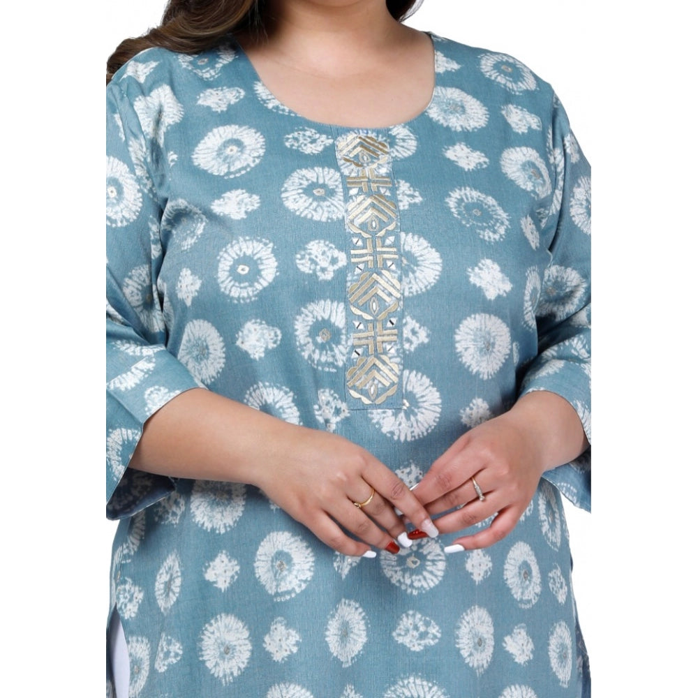 Amfyn Women's Office wear Golden Foil Capsule Straight Kurti (Light Blue)