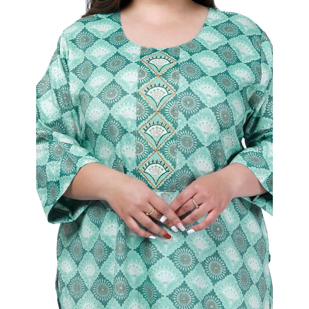 Amfyn Women's Office wear Golden Foil Capsule Straight Kurti (Light Green)