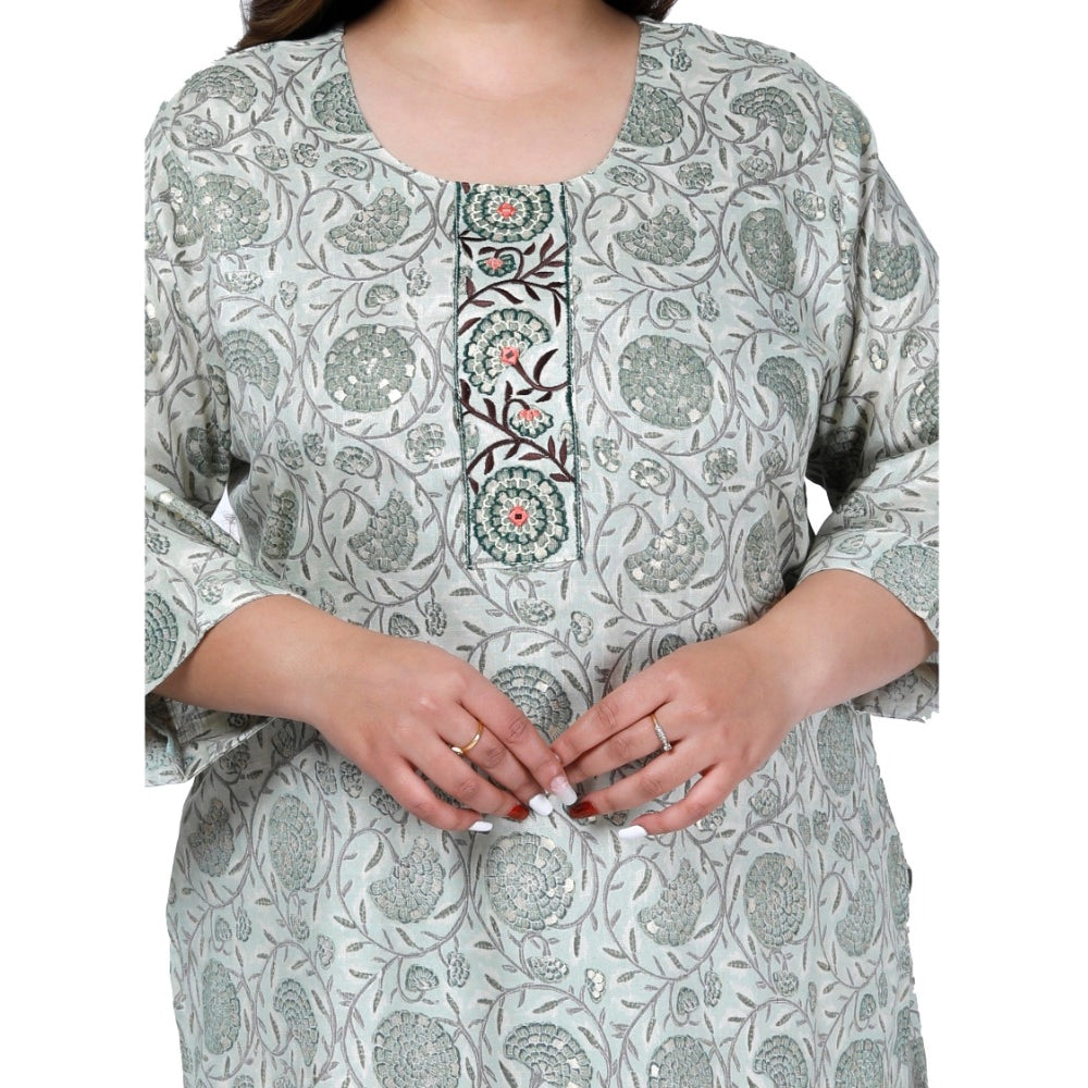 Amfyn Women's Office wear Golden Foil Capsule Straight Kurti (Green)