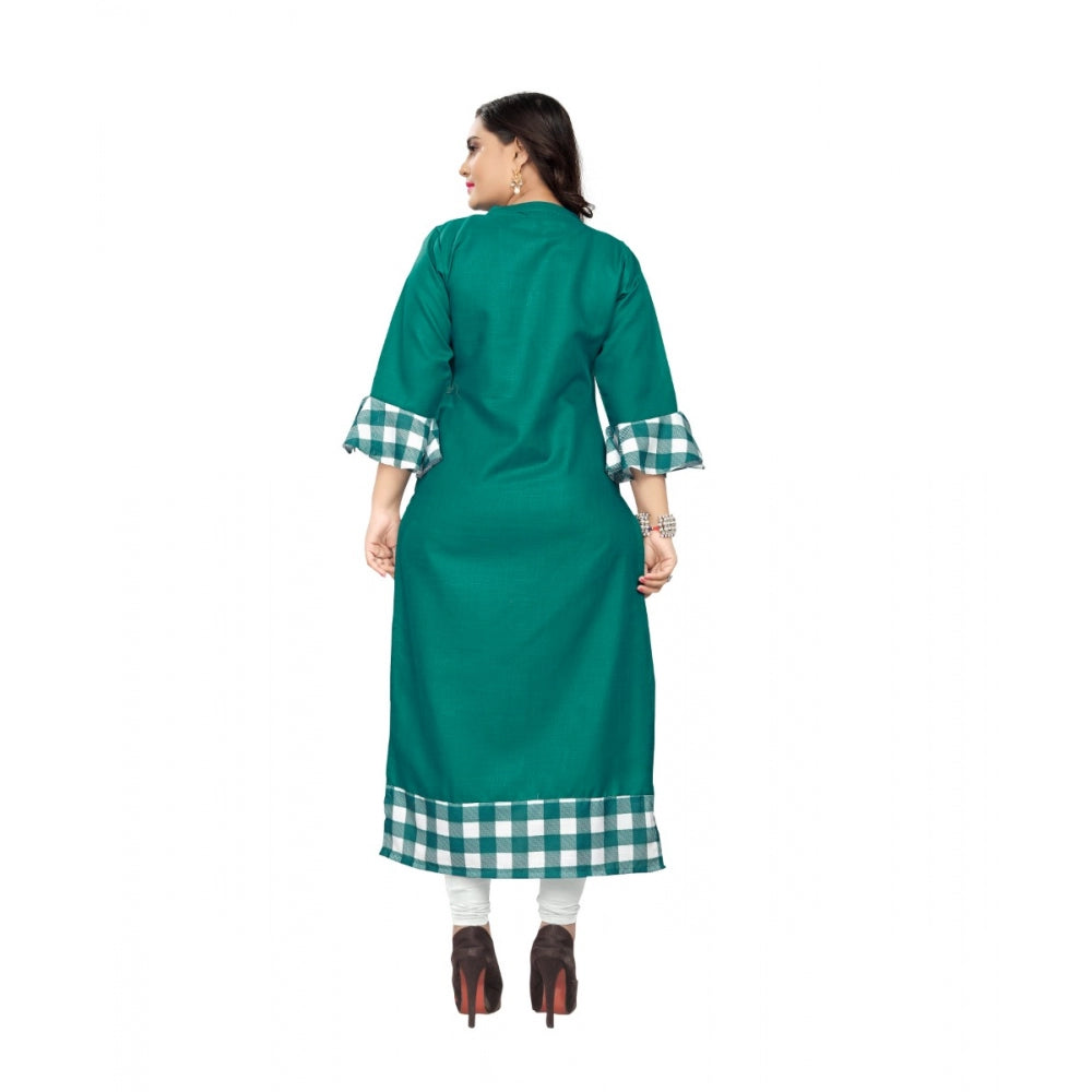 Amfyn Women's Cotton Digital Printed Straight Kurti (Turquoise Green)