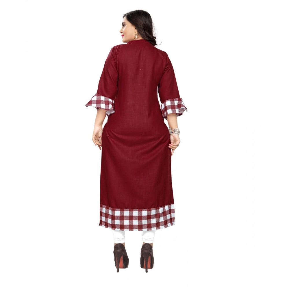 Amfyn Women's Cotton Digital Printed Straight Kurti (Maroon)