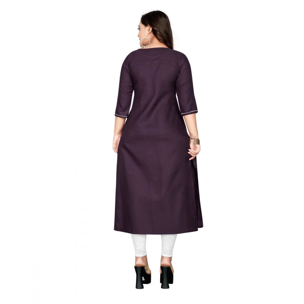 Amfyn Women's Cotton Embroidery Straight Kurti (Black)