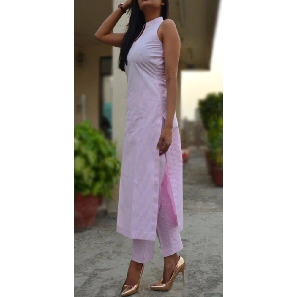 Amfyn Women's Printed Kurti With Bottom Set (Pink)