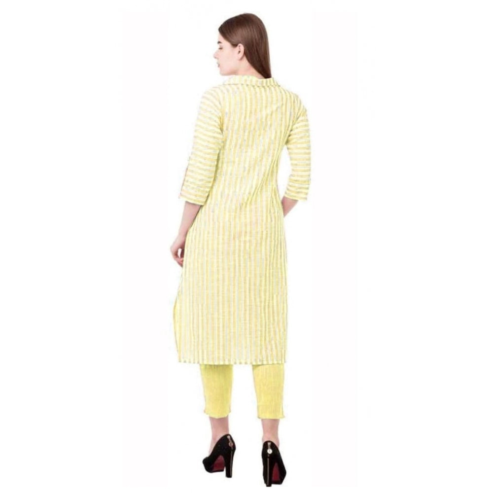 Amfyn Women's Printed Kurti With Bottom Set (Yellow)