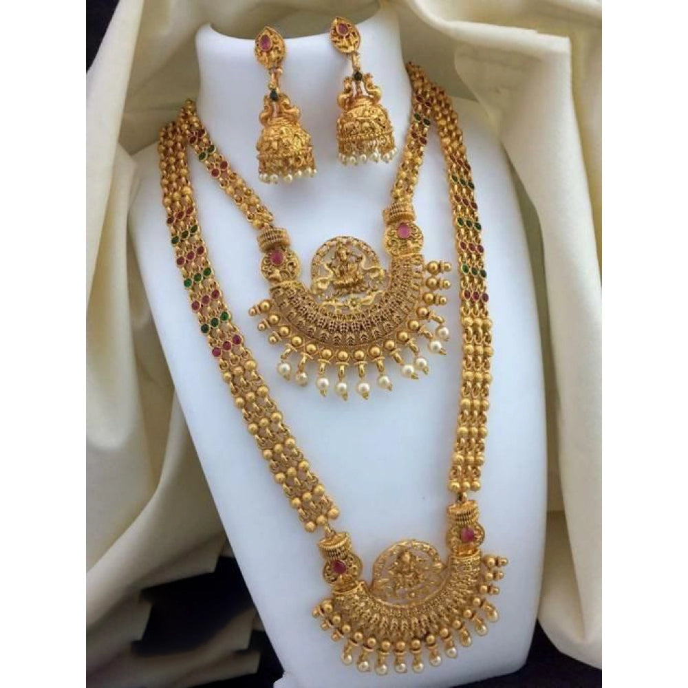 Fashion Women's Traditional Haram Necklace and Earrings Set (Combo, Free Size)