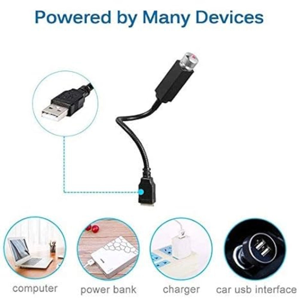 Amfyn Ambient Star Light 12V 360 Degree Rotation Use For Usb Party Decoration Disco Laser Light (Red)