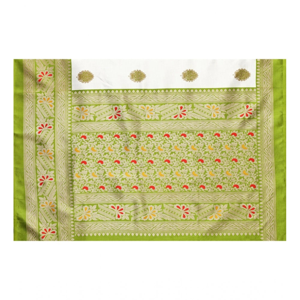 Amfyn Women's Art Silk Printed Saree With Unstitched Blouse (Green, 5-6 Mtrs)