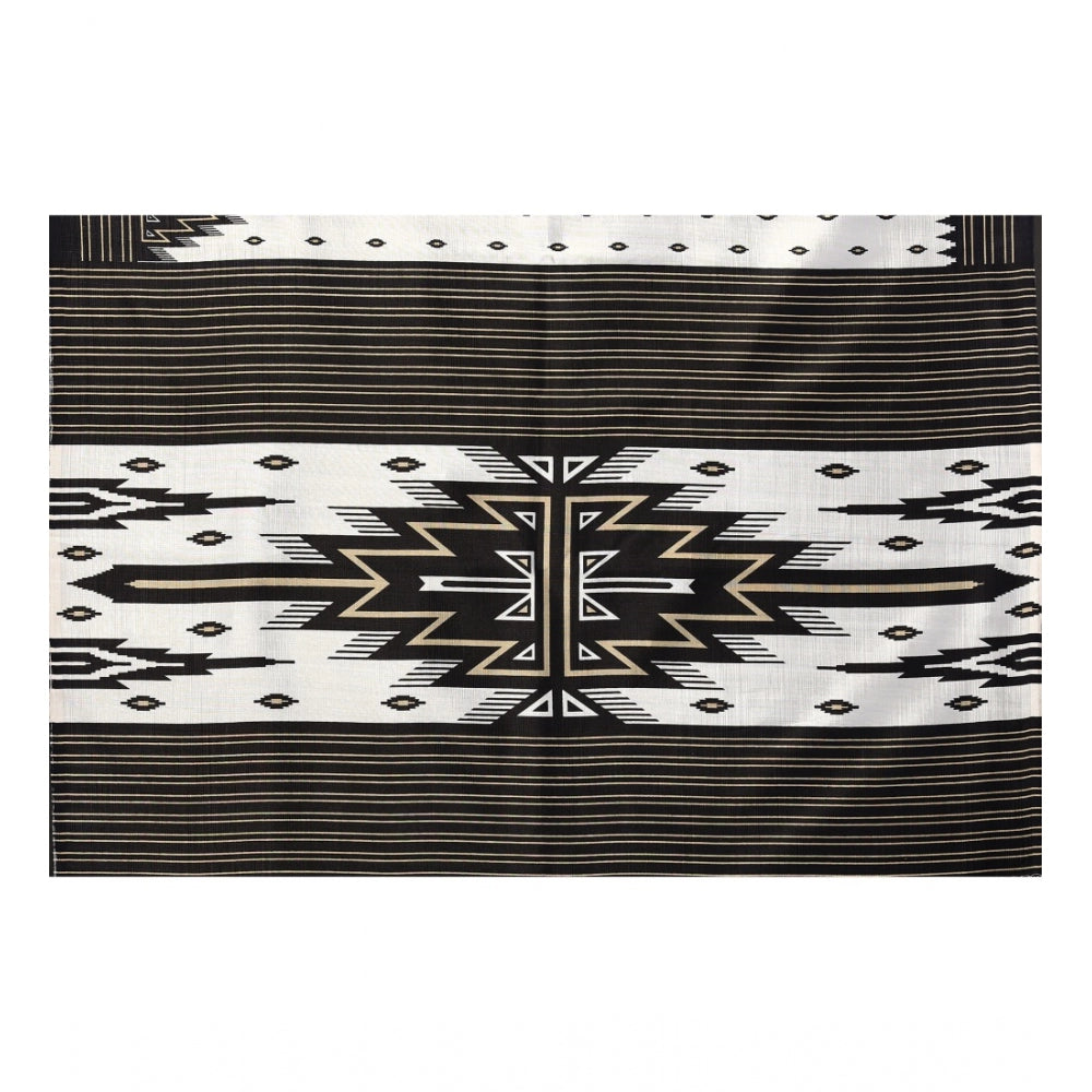 Amfyn Women's Art Silk Printed Saree With Unstitched Blouse (Black, 5-6 Mtrs)