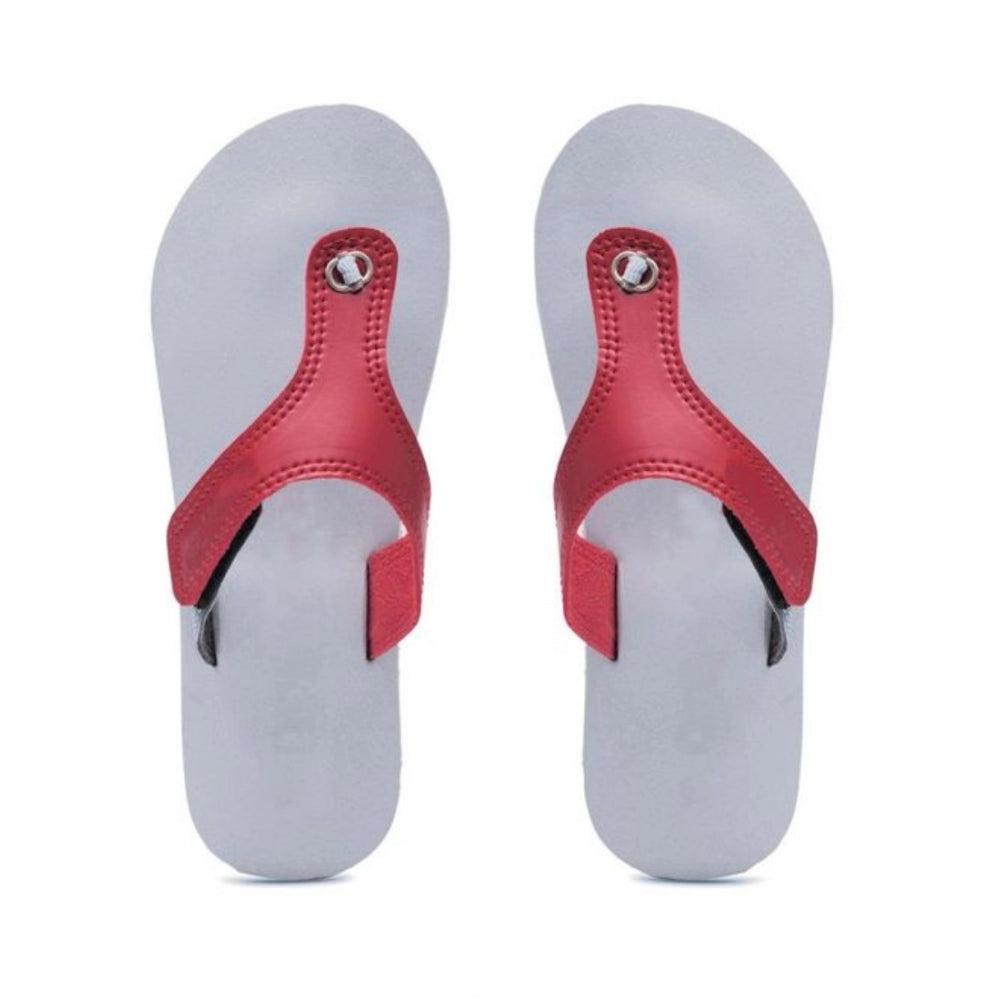 Fashion Unisex Rubber Lightweight T-Style Slippers (Maroon)