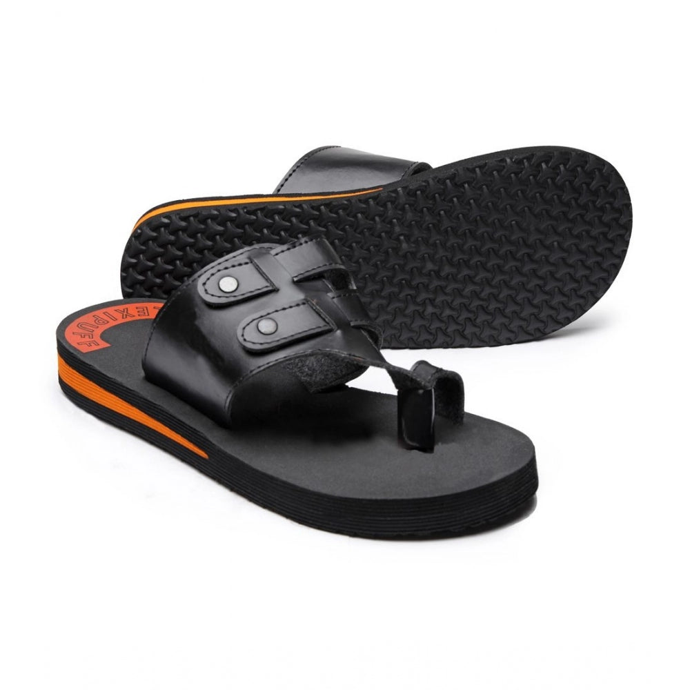 Amfyn Unisex Rubber Lightweight Slippers for Effortless Style (Black)