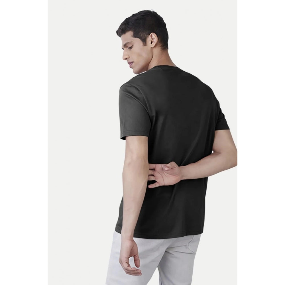 Amfyn Men's Casual Half sleeve Printed Cotton Round Neck T-shirt (Dark Grey)