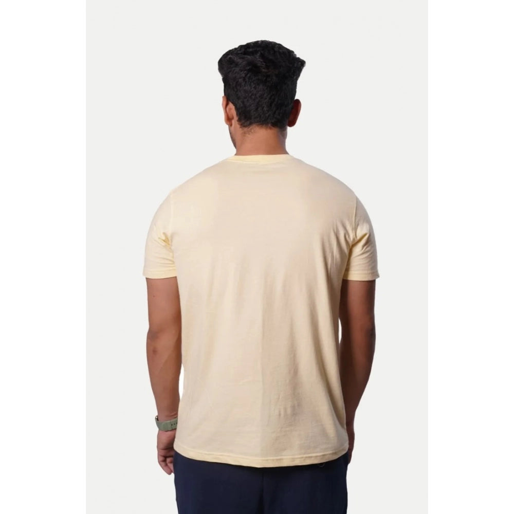 Amfyn Men's Casual Half sleeve Printed Cotton Crew Neck T-shirt (Beige)