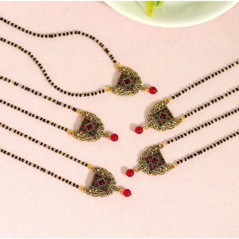 Amfyn Women's Maroon & Green Color 5 Piece Of Mangalsutra Combo