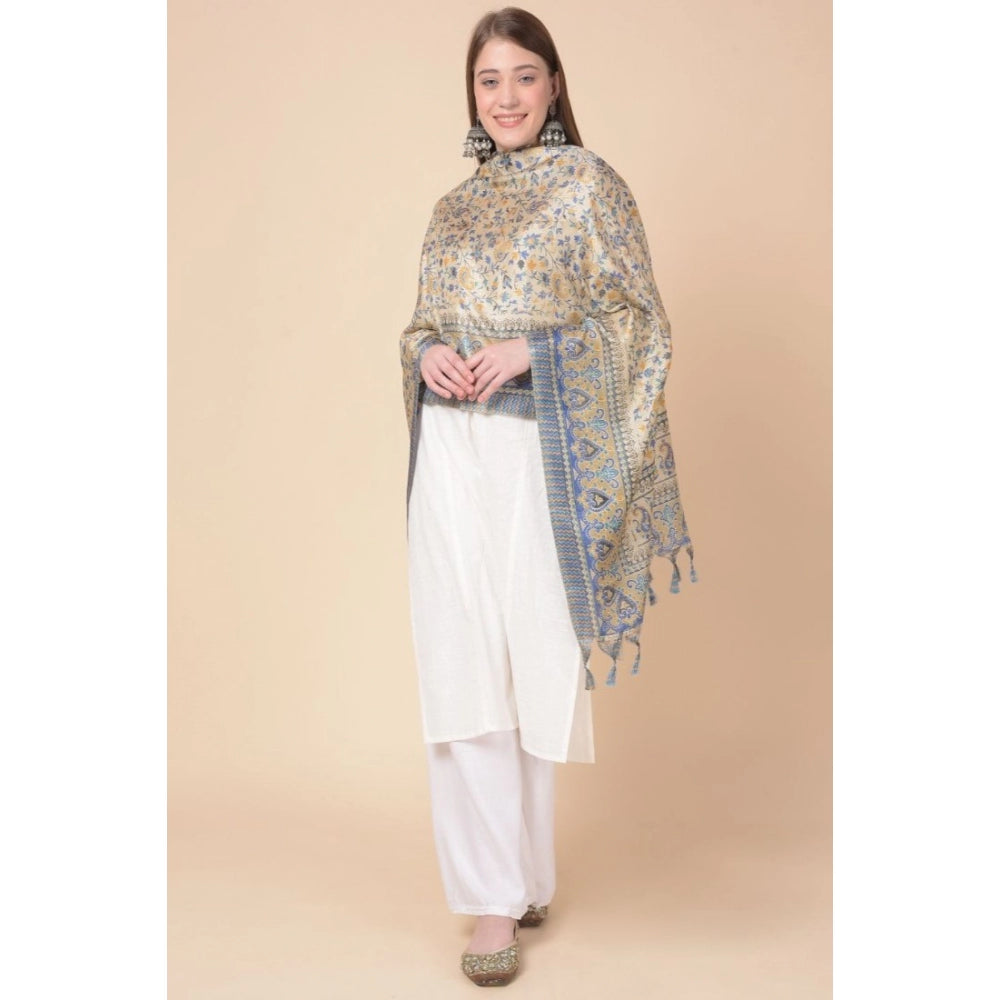Amfyn Women's Art Silk Printed Dupatta (Grey, Length: 2.25 to 2.50 Mtr)