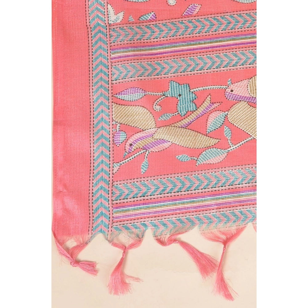 Amfyn Women's Art Silk Printed Dupatta (Pink, Length: 2.25 to 2.50 Mtr)