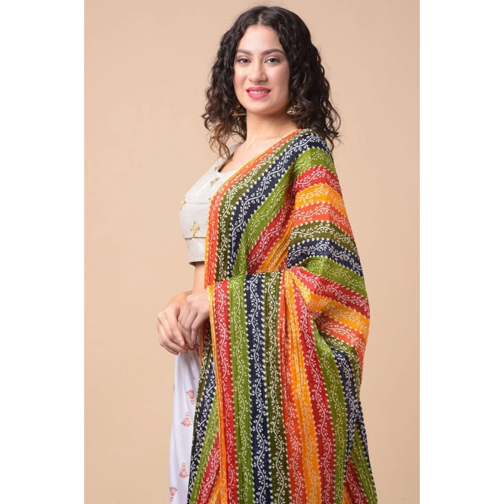 Amfyn Women's Chanderi Printed Dupatta (Multicolor, Length: 2.25 to 2.50 Mtr)