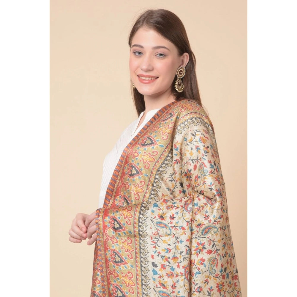Amfyn Women's Art Silk Printed Dupatta (Gold, Length: 2.25 to 2.50 Mtr)