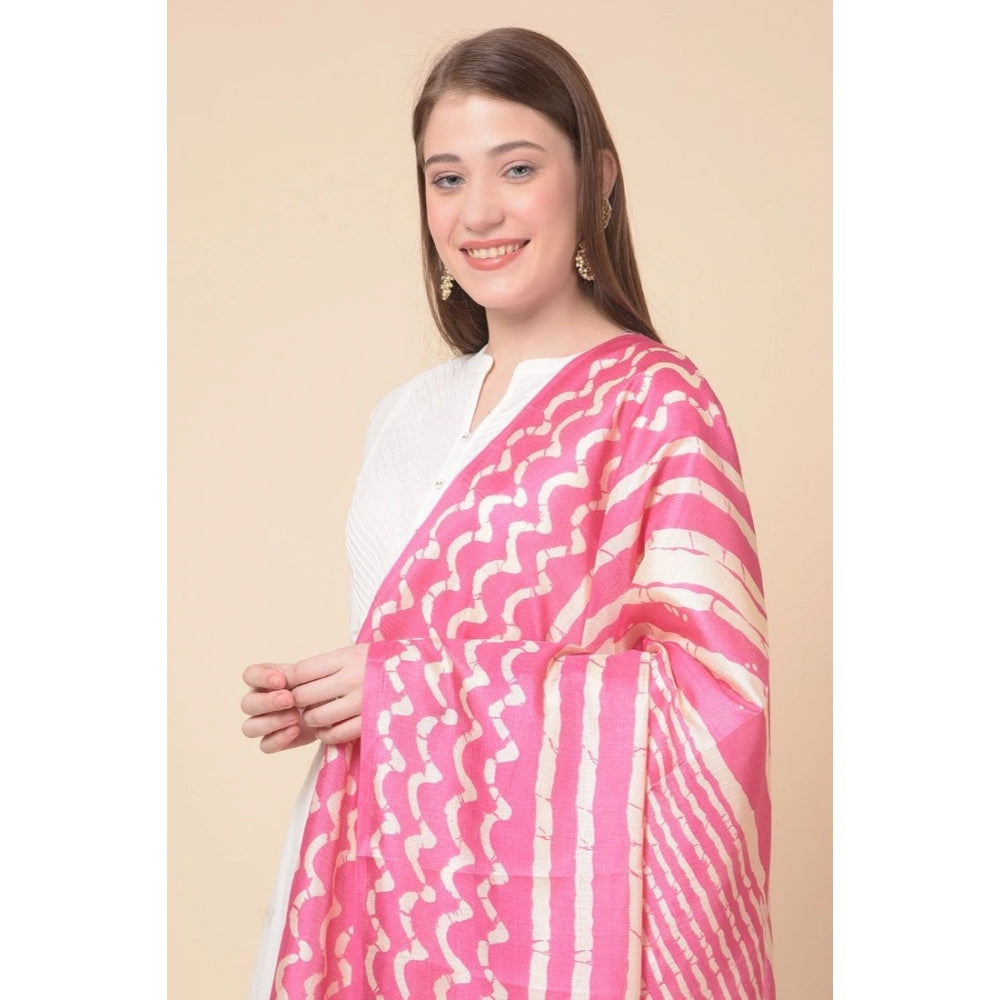 Amfyn Women's Art Silk Printed Dupatta (Pink, Length: 2.25 to 2.50 Mtr)