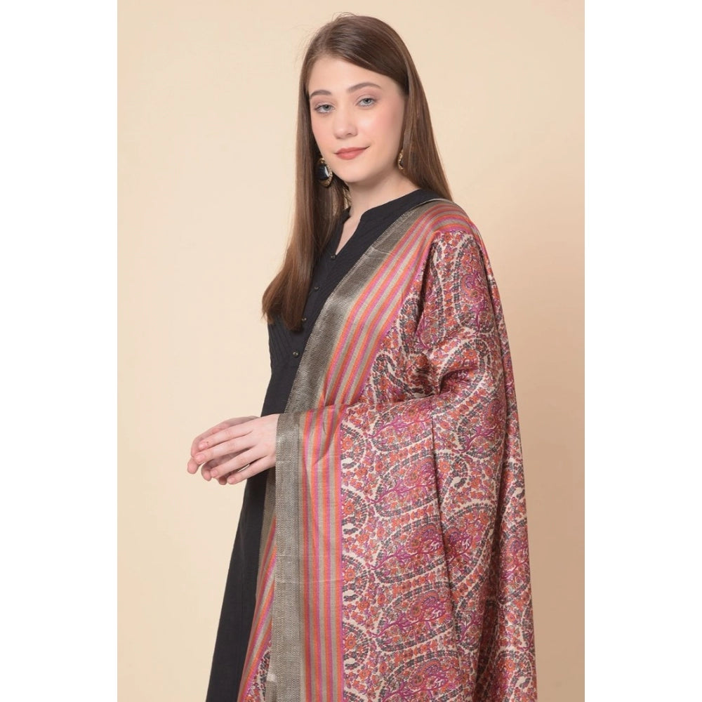 Amfyn Women's Art Silk Printed Dupatta (Grey, Length: 2.25 to 2.50 Mtr)
