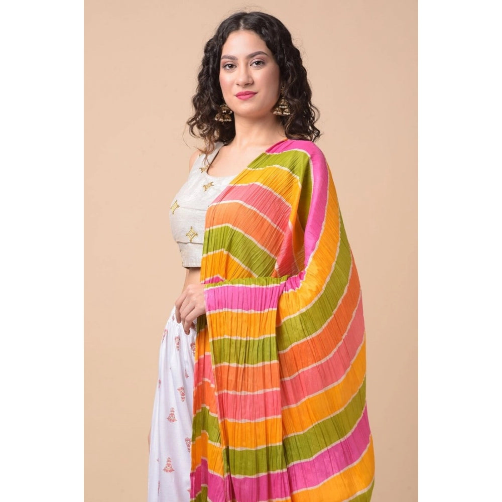 Amfyn Women's Chanderi Printed Dupatta (Multicolor, Length: 2.25 to 2.50 Mtr)