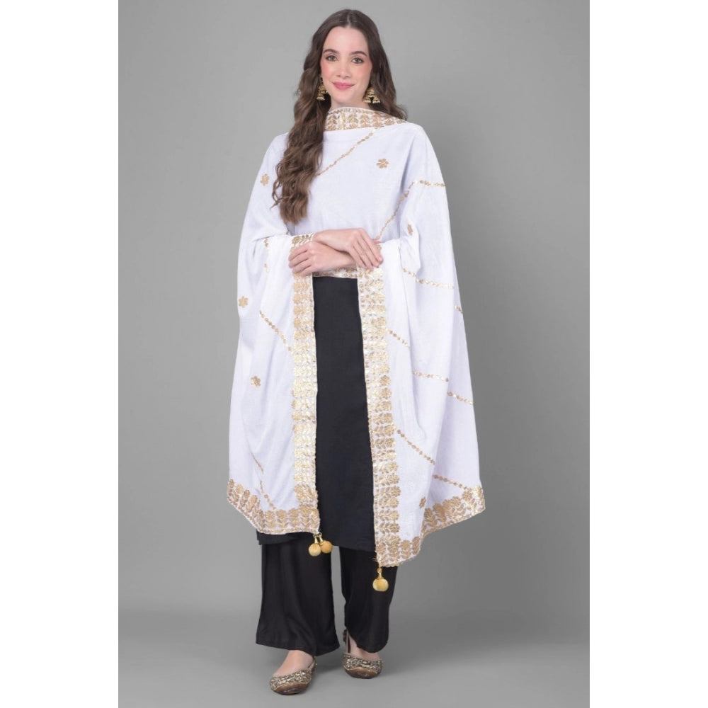 Amfyn Women's Velvet Gotta Patti Dupatta (Off White, Length: 2.25 to 2.50 Mtr)