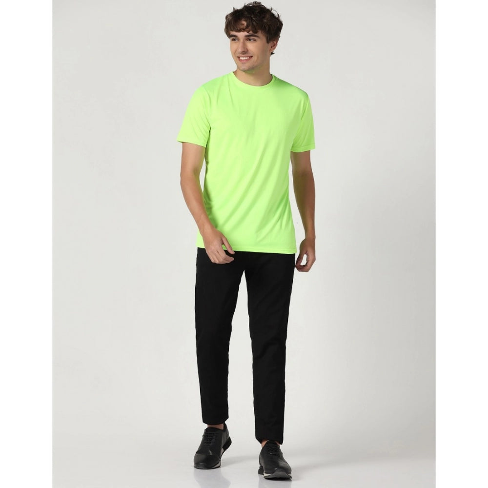 Amfyn Men's Casual Half Sleeve Solid Polyester Round Neck T-shirt (Neon)
