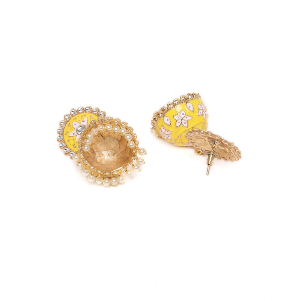 Amfyn Women's Rose Gold Plated Alloy Earrings (Yellow)