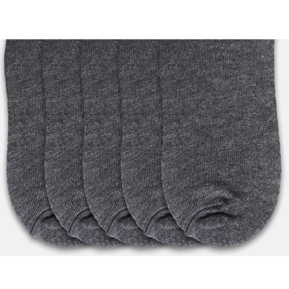 Amfyn 5 Pairs Unisex Casual Cotton Blended Solid Ankle length Socks (Dark Grey)
