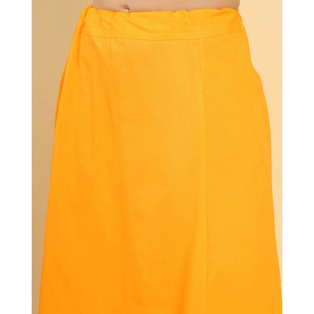Amfyn Women's Cotton Solid Free Size Petticoat (Mustard)