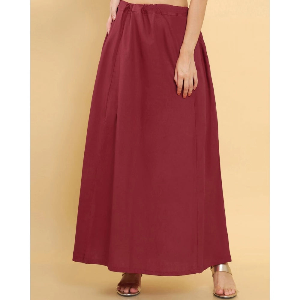 Amfyn Women's Cotton Solid Free Size Petticoat (Maroon)