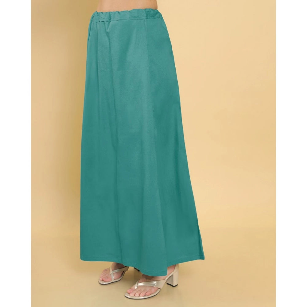 Amfyn Women's Cotton Solid Free Size Petticoat (Green)