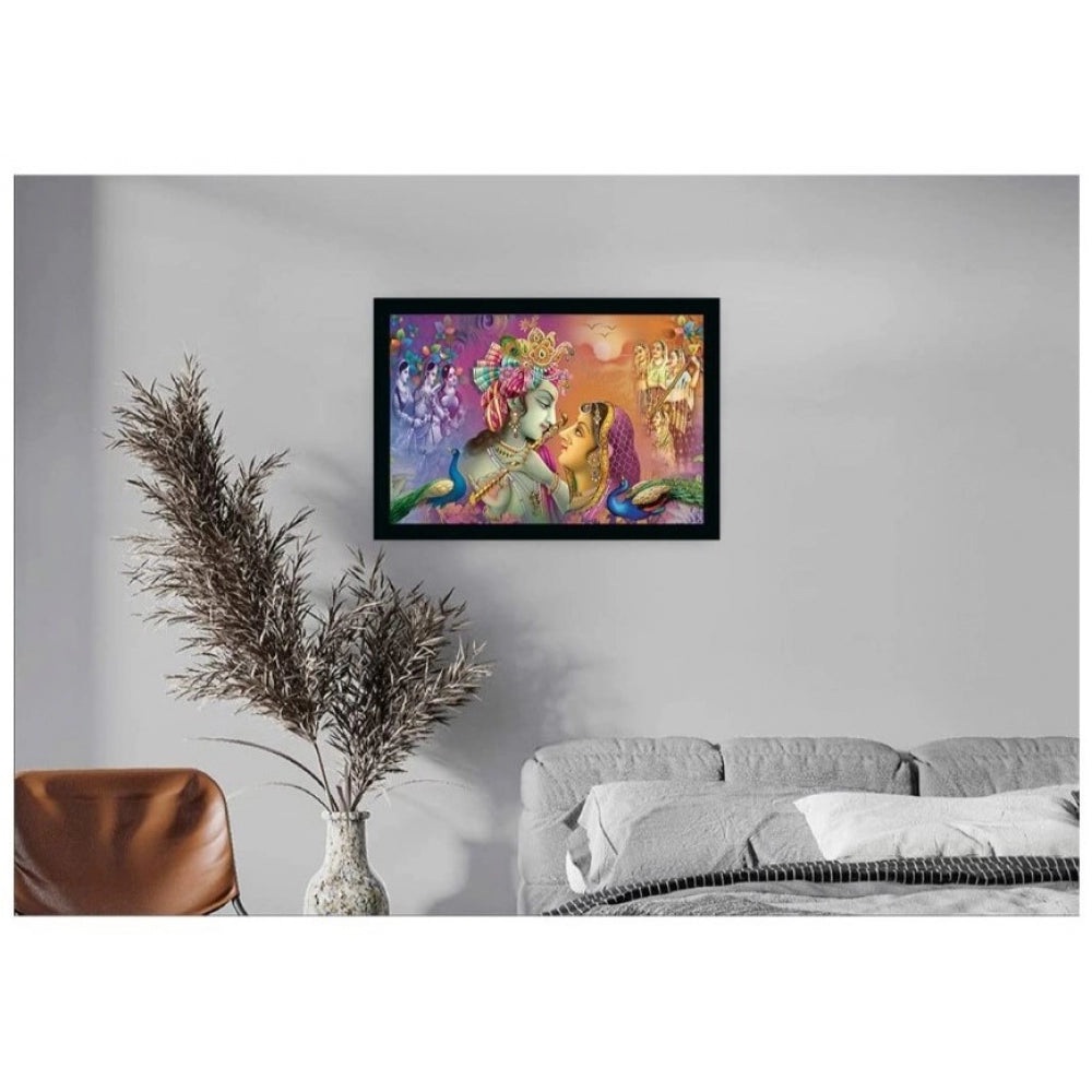 Amfyn Radha Krishna Painting with Synthetic Photo Frame (Multicolor)