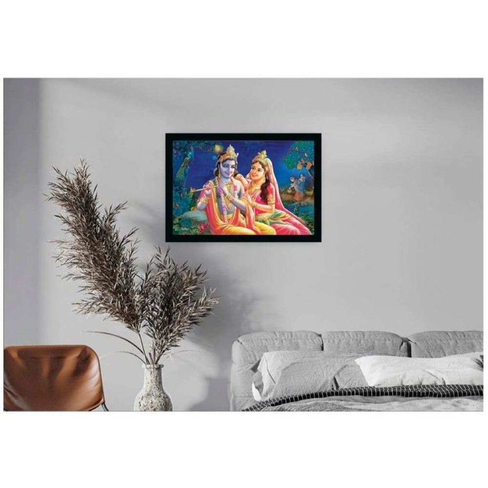 Amfyn Radha Krishna Painting with Synthetic Photo Frame (Multicolor)