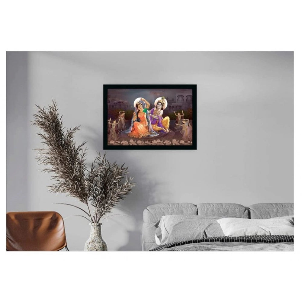Amfyn Radha Krishna Painting with Synthetic Photo Frame (Multicolor)