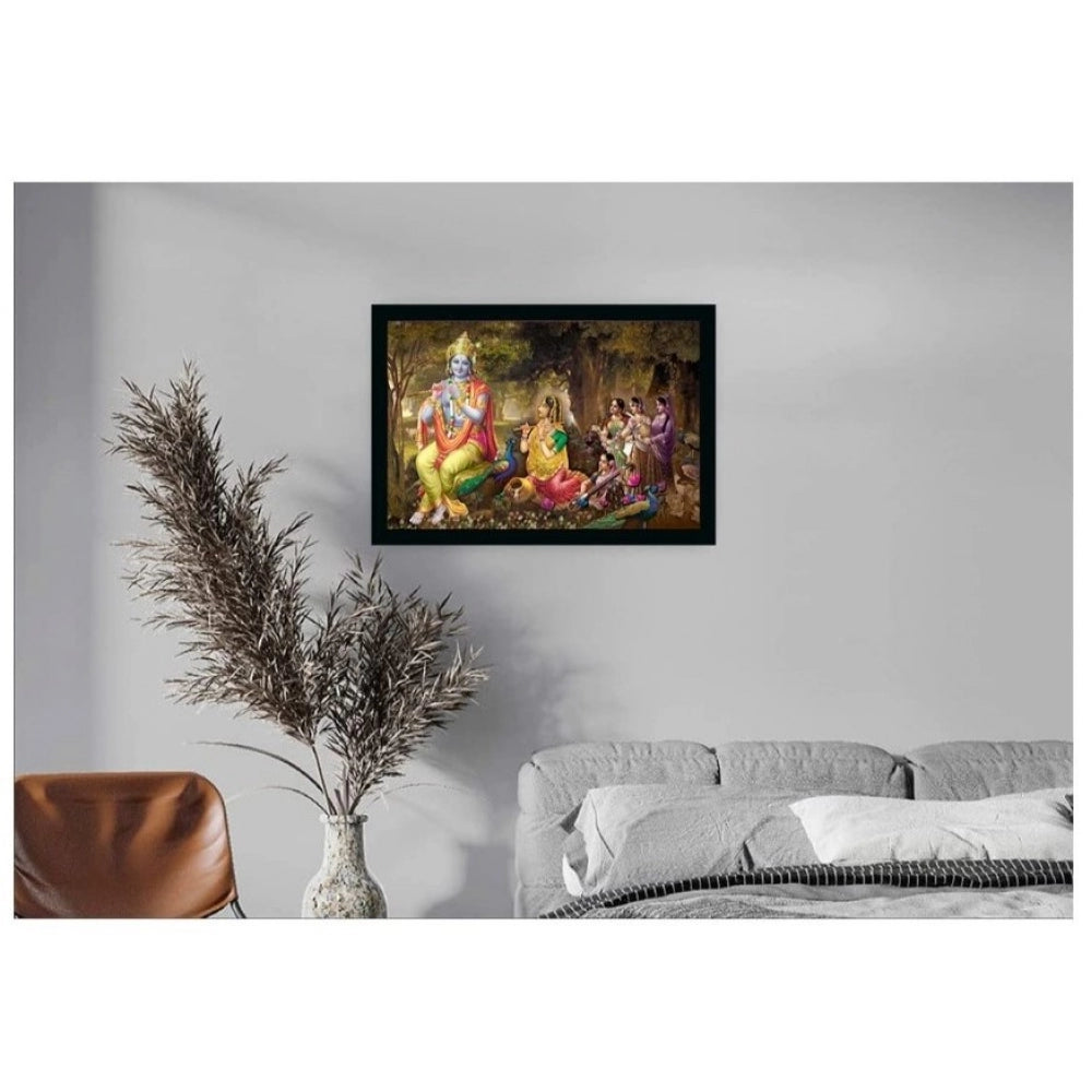 Amfyn Radha Krishna Painting with Synthetic Photo Frame (Multicolor)