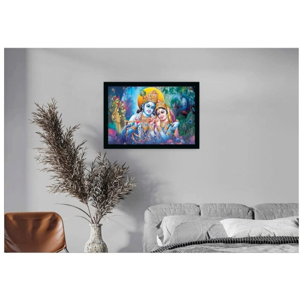 Amfyn Radha Krishna Painting with Synthetic Photo Frame (Multicolor)