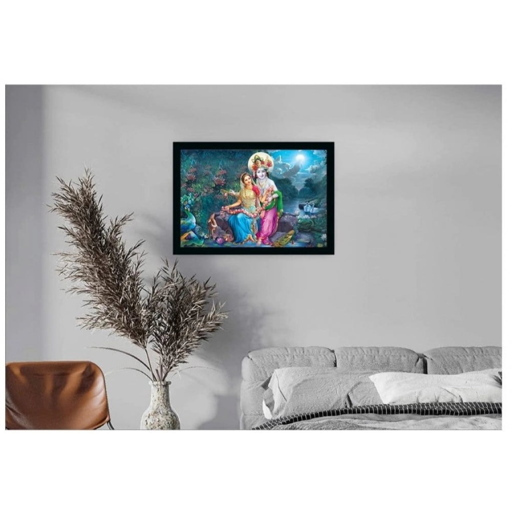 Fashion Radha Krishna Painting with Synthetic Photo Frame (Multicolor)