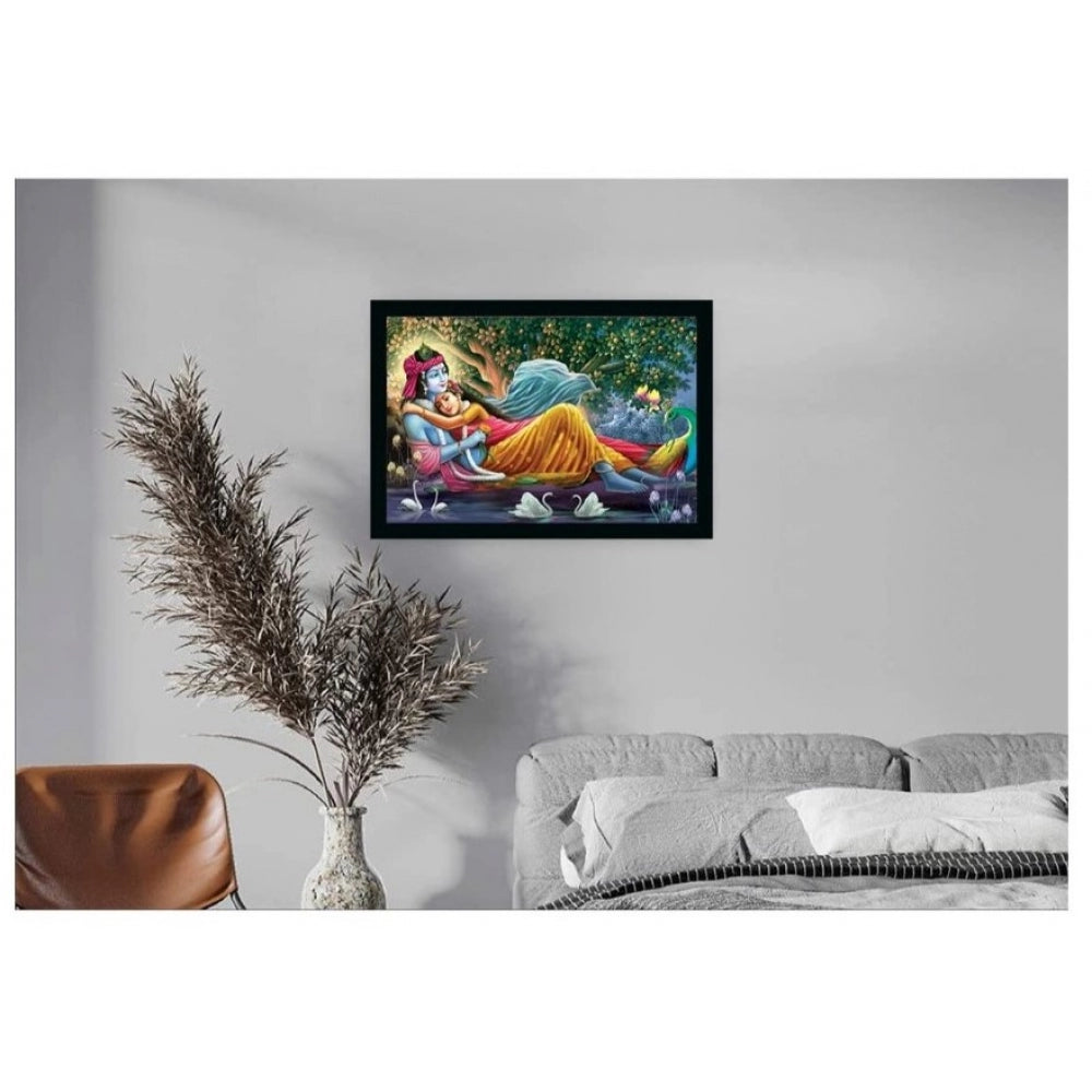 Fashion Radha Krishna Painting with Synthetic Photo Frame (Multicolor)