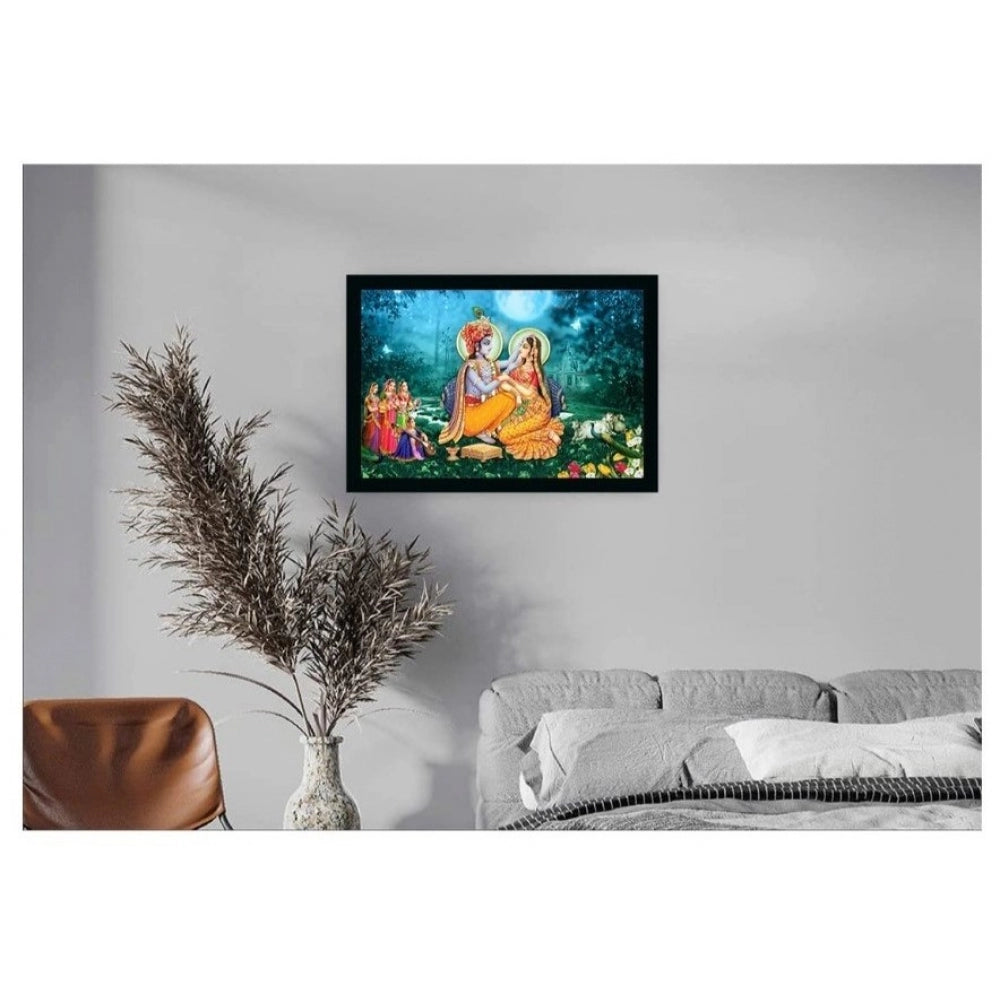 Fashion Radha Krishna Painting with Synthetic Photo Frame (Multicolor)