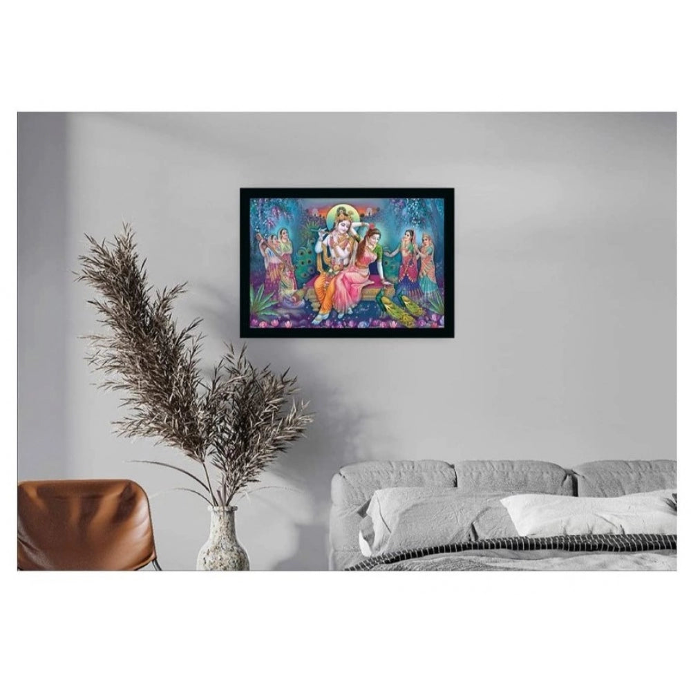 Amfyn Radha Krishna Painting with Synthetic Photo Frame (Multicolor)